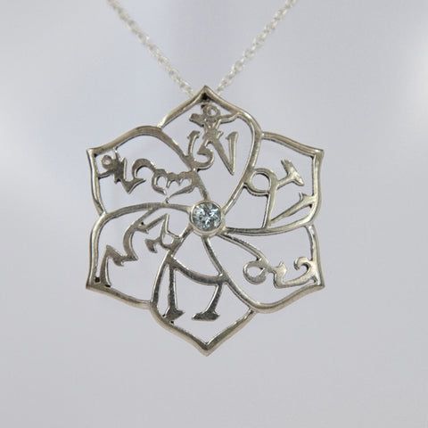 Pure Silver OM MANI PADME HUNG Necklace - Sacred Treasures