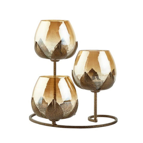 Triple Glass in Lotus Candle Holder