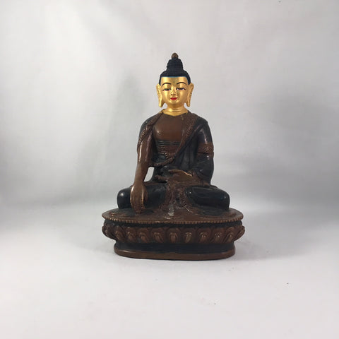 Buddha 6 Inch Copper Statue with Painted Gold Face