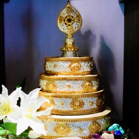 Mandala set - white metal and gold-plated