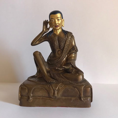 Milarepa 8.3 Inch Copper Statue with Gold Painted Face