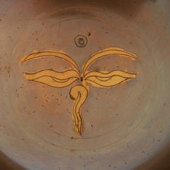 Stylised Bronze Singing Bowl with lotus flower or buddha eyes detail