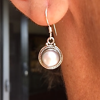 Sterling Silver with Semi-Precious Pearl Drop Earrings
