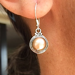 Sterling Silver with Semi-Precious Pearl Drop Earrings