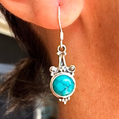 Sterling Silver Raindrop with Semi-Precious Stone Drop Earrings