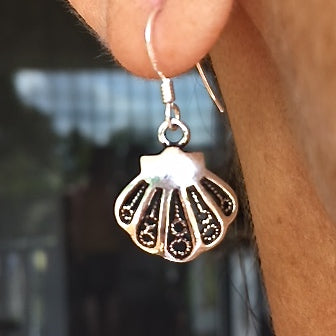 Sterling Silver Shell Drop Earrings