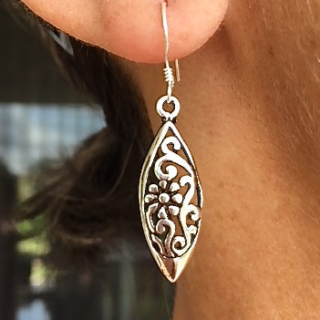 Sterling Silver Flowerboat Drop Earrings