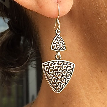 Sterling Silver Triangle Drop Earrings