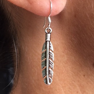 Sterling Silver Feather Drop Earrings