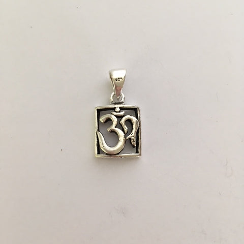 Sterling Silver Sanskrit "OM" Square Pendant